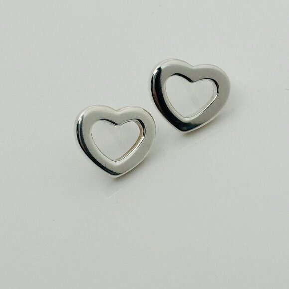 Tiffany & Co Open Heart Cutout Stud Earrings Italy